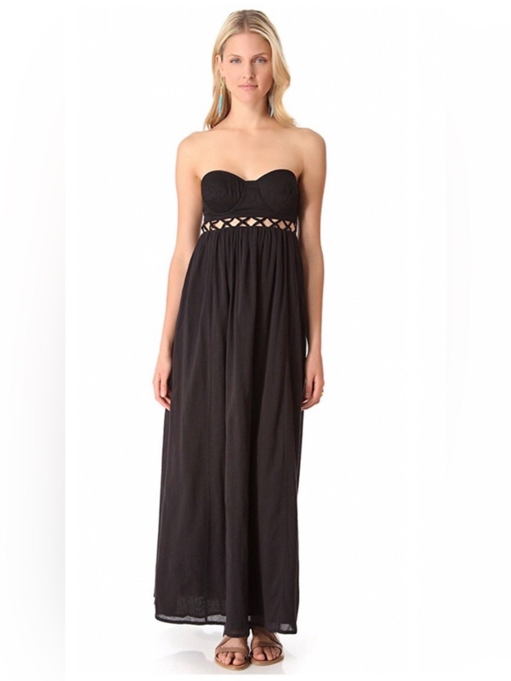 MARA HOFFMAN Strapless Bustier Cutout Maxi Dress Black Cotton 4